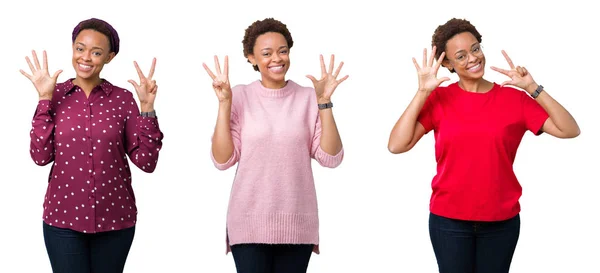 Unga Afroamerikanska Kvinna Med Afro Hår Över Isolerade Bakgrund Visar — Stockfoto