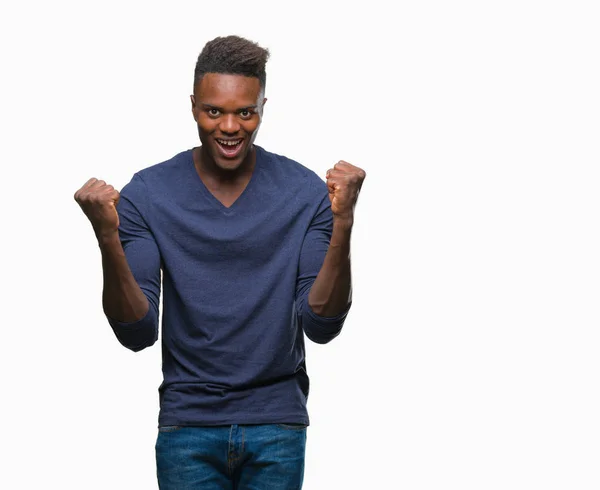 Jovem Afro Americano Sobre Fundo Isolado Celebrando Surpreso Surpreso Pelo — Fotografia de Stock