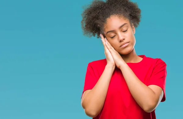 Unga Afro Amerikansk Kvinna Över Isolerade Bakgrund Som Sover Trött — Stockfoto