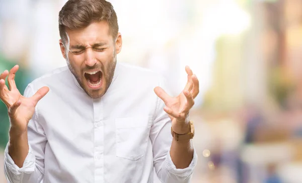 Junger Gutaussehender Mann Mit Isoliertem Hintergrund Der Verrückt Und Erfolgsverrückt — Stockfoto