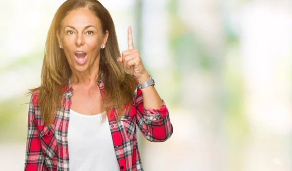 Medelåldern Vuxen Kvinna Bär Casual Skjorta Över Isolerade Bakgrund Pekande — Stockfoto