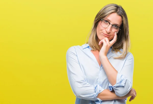 Jonge Mooie Zakenvrouw Geïsoleerde Achtergrond Denken Zoek Moe Verveeld Met — Stockfoto