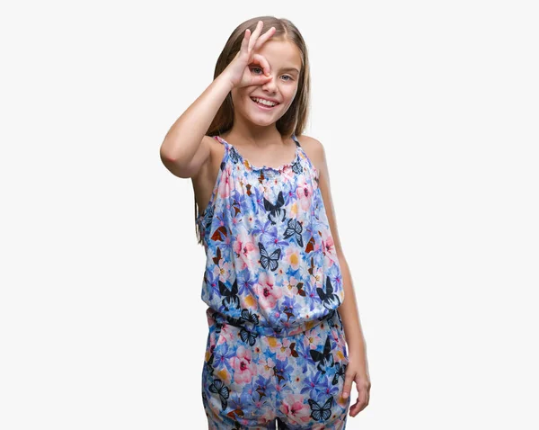 Ung Vacker Flicka Klädd Färgglada Klä Över Isolerade Bakgrund Gör — Stockfoto