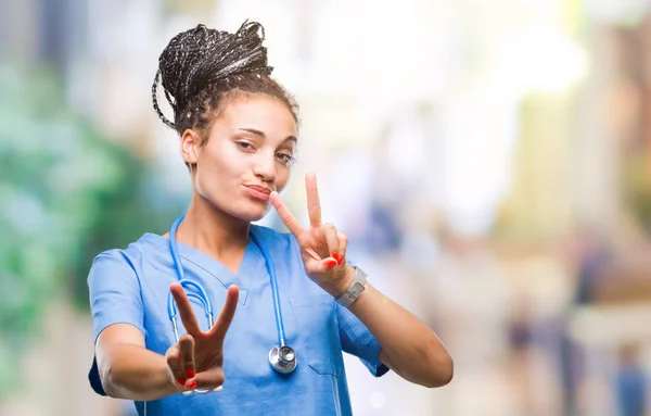 Giovane Intrecciato Capelli Afro Americano Ragazza Chirurgo Professionista Sfondo Isolato — Foto Stock