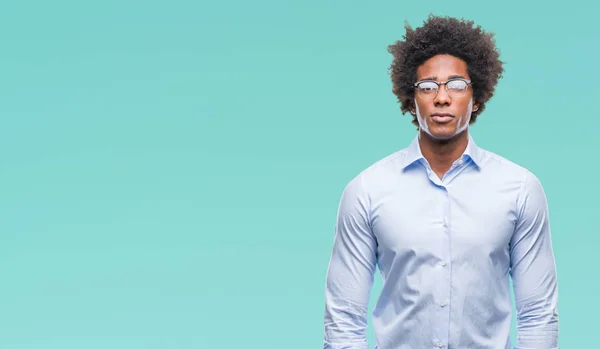 Homem Negócios Afro Americano Usando Óculos Sobre Fundo Isolado Com — Fotografia de Stock
