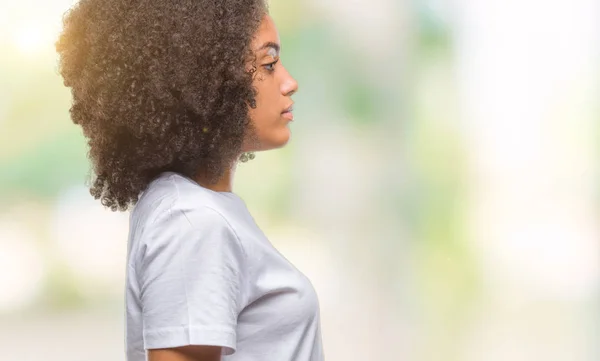 Young Afro American Woman Isolated Background Looking Side Relax Profile — Stock Photo, Image