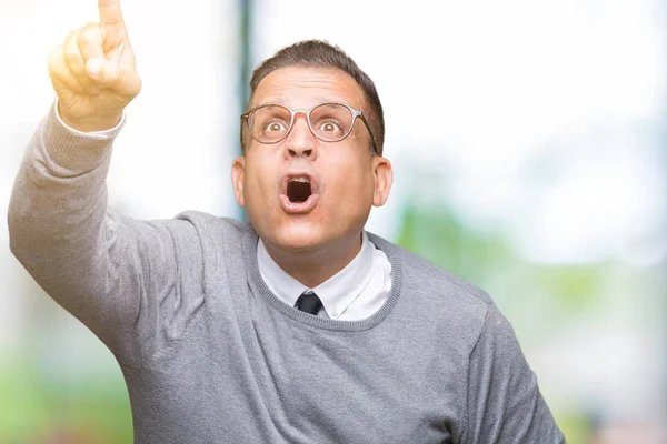 Bussines Edad Media Árabe Hombre Con Gafas Sobre Fondo Aislado — Foto de Stock