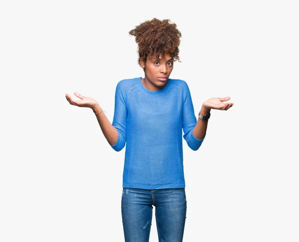 Beautiful Young African American Woman Isolated Background Clueless Confused Expression — Stock Photo, Image