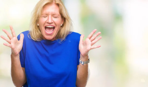 Middle Age Blonde Woman Isolated Background Celebrating Mad Crazy Success — Stock Photo, Image