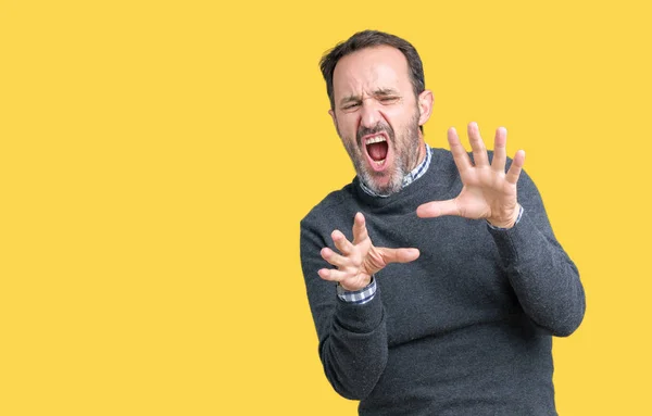 Bello Uomo Anziano Mezza Età Che Indossa Maglione Sfondo Isolato — Foto Stock