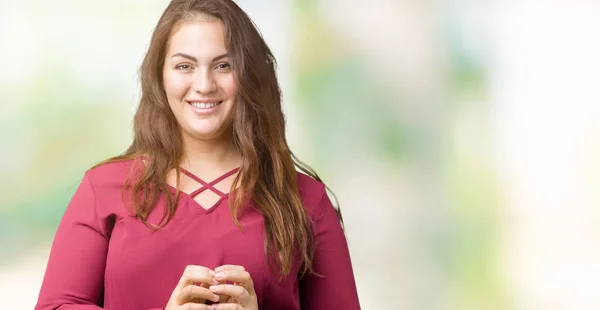 Mooie Grootte Jonge Vrouw Geïsoleerde Achtergrond Samen Handen Vingers Gekruist — Stockfoto