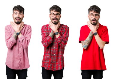 Kolaj gözlük üzerinde arka plan bağırarak izole ve çünkü boğmak gencin acı kendi ellerimle öldürürüm. Sağlık sorunu. Yaralarından ve intihar kavramı.