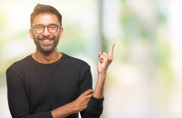 Adult Hispanic Man Wearing Glasses Isolated Background Big Smile Face — Stock Photo, Image