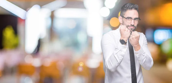 Unga Stiliga Business Man Glasögon Över Isolerade Bakgrund Redo För — Stockfoto