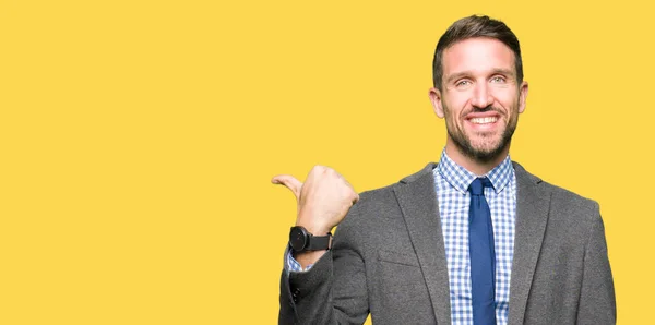 Handsome Business Man Wearing Suit Tie Smiling Happy Face Looking — Stock Photo, Image