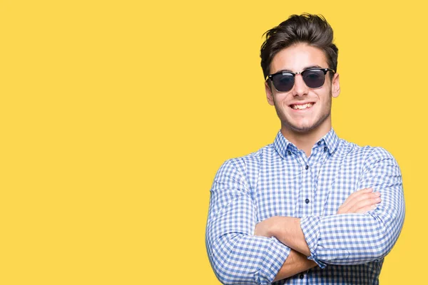 Joven Hombre Guapo Con Gafas Sol Sobre Fondo Aislado Cara —  Fotos de Stock