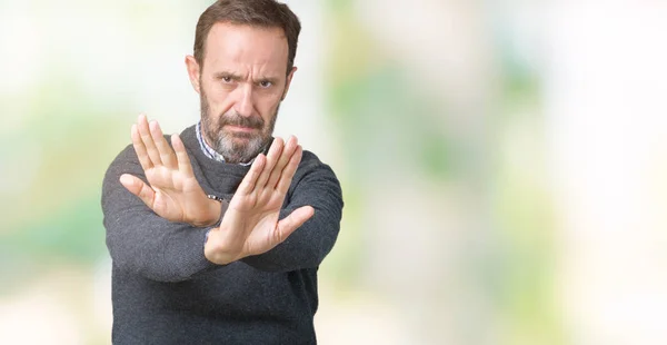 Handsome Middle Age Senior Man Wearing Sweater Isolated Background Rejection — Stock Photo, Image