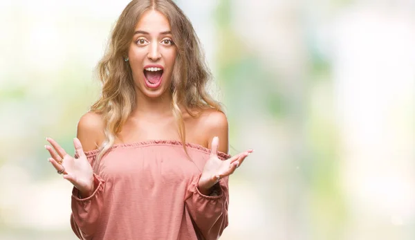 Beautiful Young Blonde Woman Isolated Background Crazy Mad Shouting Yelling — Stock Photo, Image