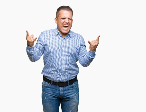 Middle Age Arab Business Man Isolated Background Shouting Crazy Expression — Stock Photo, Image