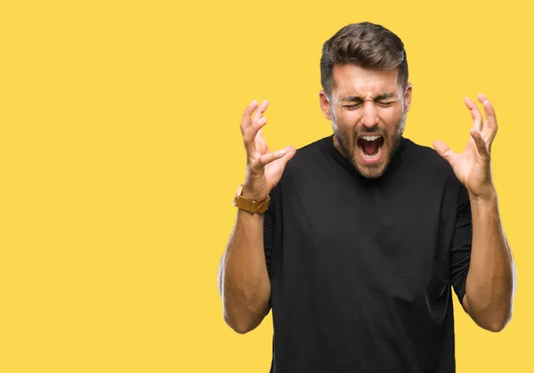 Joven Hombre Guapo Sobre Fondo Aislado Celebrando Loco Loco Por — Foto de Stock