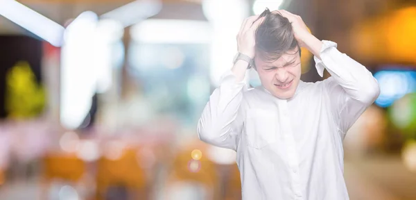 Young Handsome Business Man Isolated Background Suffering Headache Desperate Stressed — Stock Photo, Image