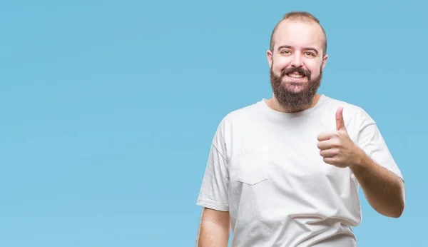 Homem Jovem Hipster Caucasiano Vestindo Shirt Casual Sobre Fundo Isolado — Fotografia de Stock