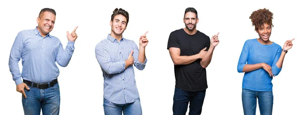 Collage Grupo Jóvenes Personas Mediana Edad Con Una Gran Sonrisa —  Fotos de Stock