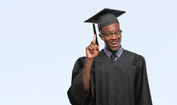 Young Graduated African American Man Isolated Background Pointing Finger Successful — Stock Photo, Image