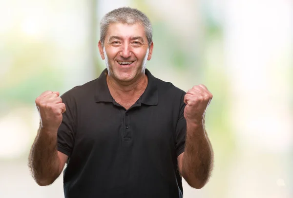 Hombre Mayor Guapo Sobre Fondo Aislado Celebrando Sorprendido Sorprendido Por — Foto de Stock