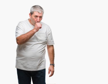 Duygu iyi ve soğuk veya bronşit için semptom olarak öksürük izole arka plan üzerinde yakışıklı komuta sizde. Sağlık kavramı.