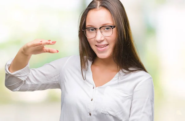 Mujer Negocios Hermosa Caucásica Joven Con Gafas Sobre Fondo Aislado —  Fotos de Stock