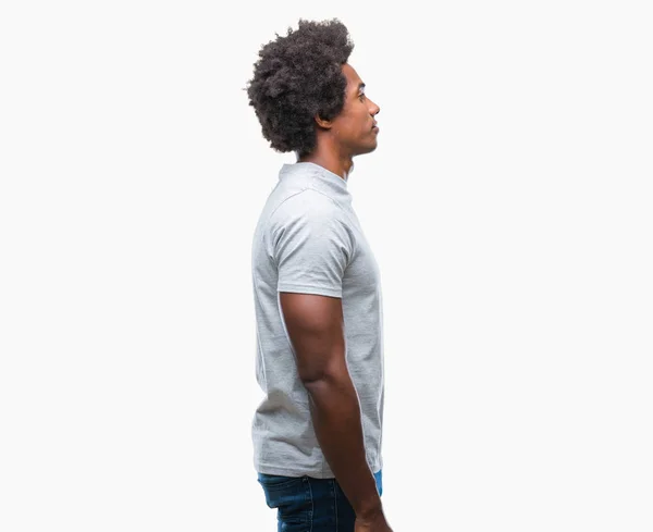 Afro American Man Isolated Background Looking Side Relax Profile Pose — Stock Photo, Image