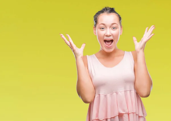 Joven Mujer Hermosa Caucásica Sobre Fondo Aislado Celebrando Loco Sorprendido — Foto de Stock