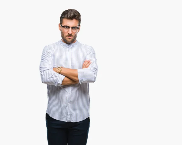 Joven Hombre Guapo Sobre Fondo Aislado Escéptico Nervioso Desaprobando Expresión —  Fotos de Stock