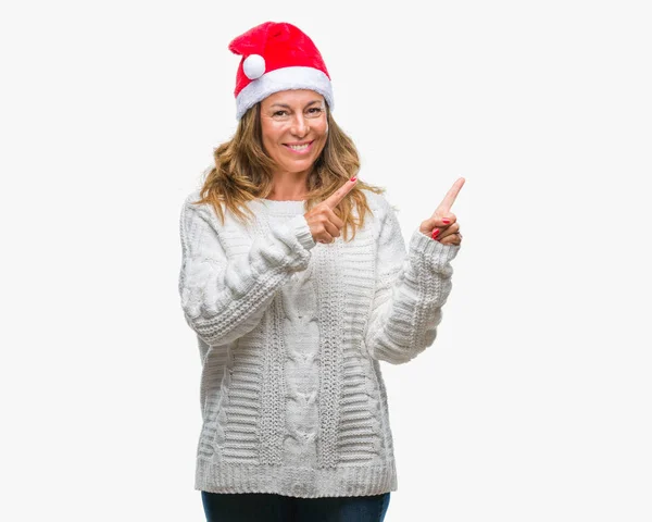 Middle Age Senior Hispanic Woman Wearing Christmas Hat Isolated Background — Stock Photo, Image