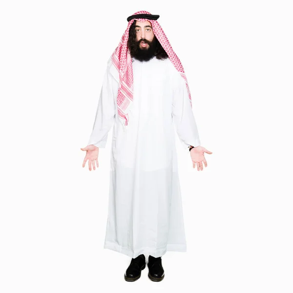 Homme Affaires Arabe Aux Cheveux Longs Portant Écharpe Keffiyeh Traditionnelle — Photo