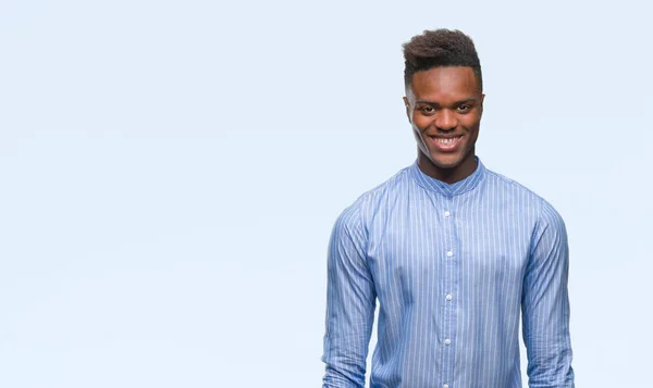 Jovem Homem Negócios Afro Americano Sobre Fundo Isolado Com Sorriso — Fotografia de Stock