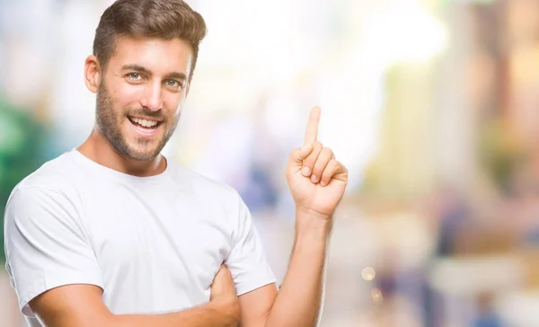 Junger Gutaussehender Mann Mit Einem Breiten Lächeln Gesicht Der Mit — Stockfoto