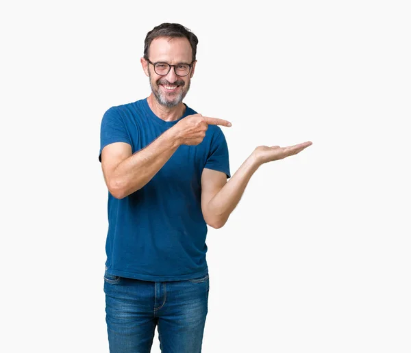 Gutaussehender Älterer Herr Mittleren Alters Trägt Brille Über Isoliertem Hintergrund — Stockfoto