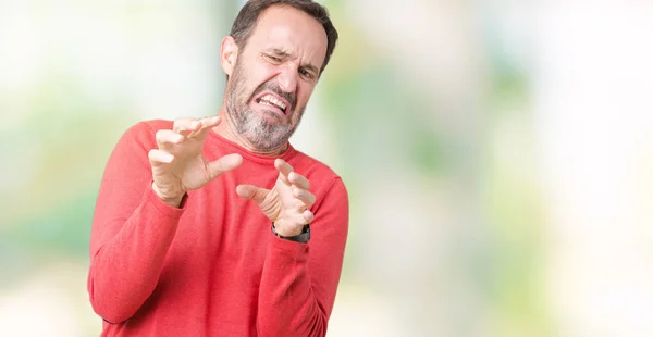 Handsome Middle Age Hoary Senior Man Wearing Winter Sweater Isolated — Stock Photo, Image