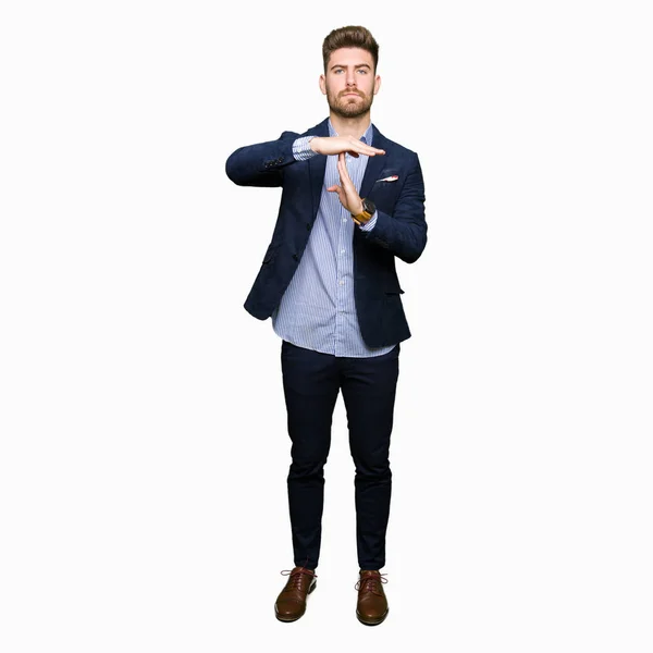 Young Handsome Bussines Man Doing Time Out Gesture Hands Frustrated — Stock Photo, Image