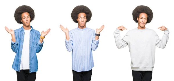 Colagem Jovem Com Cabelo Afro Sobre Fundo Isolado Branco Sem — Fotografia de Stock