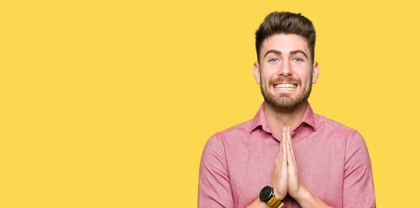 Young Handsome Business Casual Man Praying Hands Together Asking Forgiveness — Stock Photo, Image