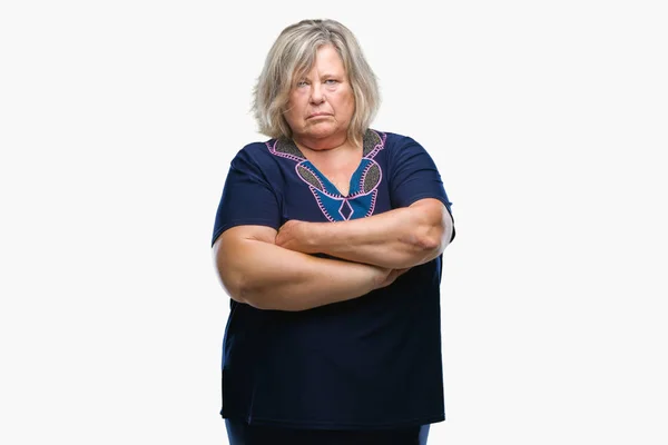 Senior Size Caucasian Woman Isolated Background Skeptic Nervous Disapproving Expression — Stock Photo, Image