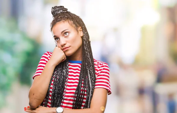 Young Gevlochten Hair Afrikaans Amerikaans Meisje Geïsoleerde Achtergrond Met Hand — Stockfoto
