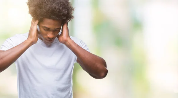 Homem Afro Americano Sobre Fundo Isolado Com Mão Cabeça Para — Fotografia de Stock