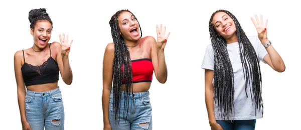 Collage Hermoso Cabello Trenzado Mujer Afroamericana Con Marca Nacimiento Sobre —  Fotos de Stock