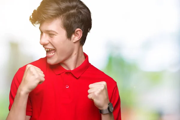 Young Handsome Man Wearing Red Shirt Isolated Background Very Happy — Stock Photo, Image