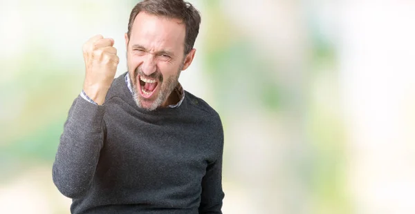 Hombre Mayor Mediana Edad Guapo Usando Suéter Sobre Fondo Aislado — Foto de Stock