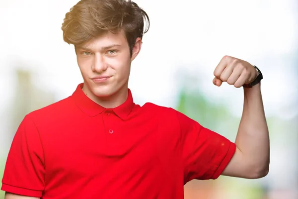 Joven Hombre Guapo Con Camiseta Roja Sobre Fondo Aislado Persona —  Fotos de Stock